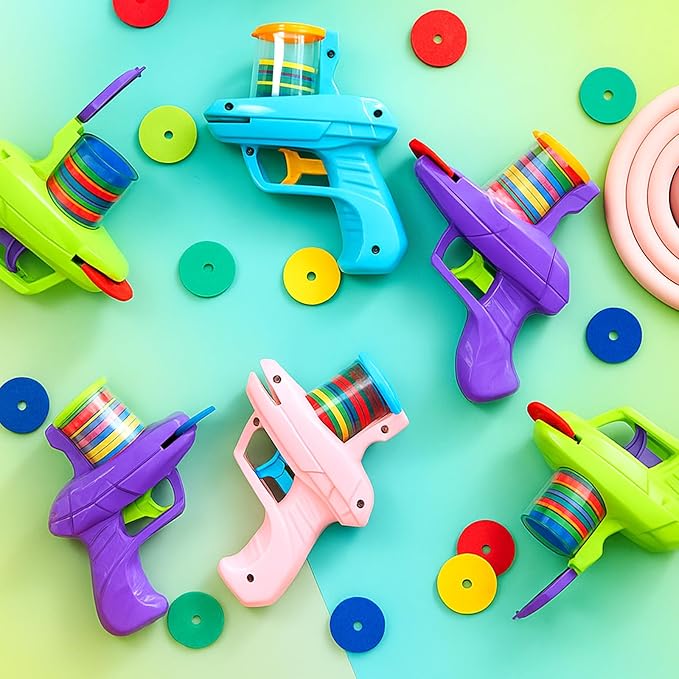 Sumind 4 Pcs Foam Disc Shooter Zip Shot Shooter Disc Launcher (Orange,Green,Red,Light Blue)