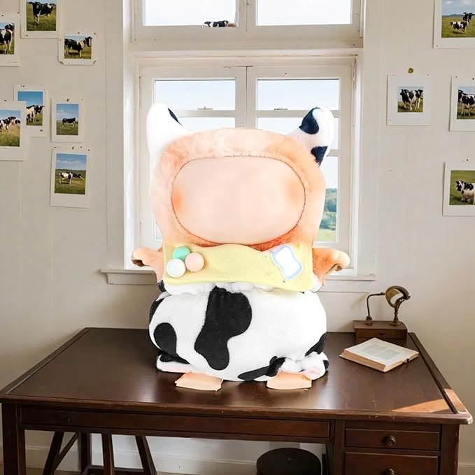 17cm Doll Clothes ,Accessories for Cute Dolls Clothes , Animal Style Doll's Outfits , 3 Pieces Set Cute Cow Dolls Outfit with Adorable Pant + Beaded Bib + Horn Headband (Doll Not Included)