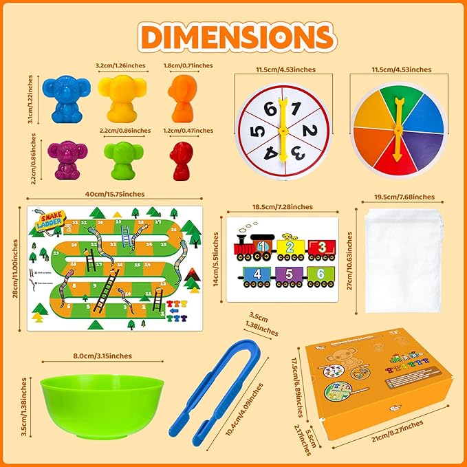 Counting Toys for Kids, Animal Koala Counters w/Activity Cards for Playing Snakes and Ladders, Ludo Board Games, Math Learning Manipulatives, Early Development Toys for Preschool Toddlers