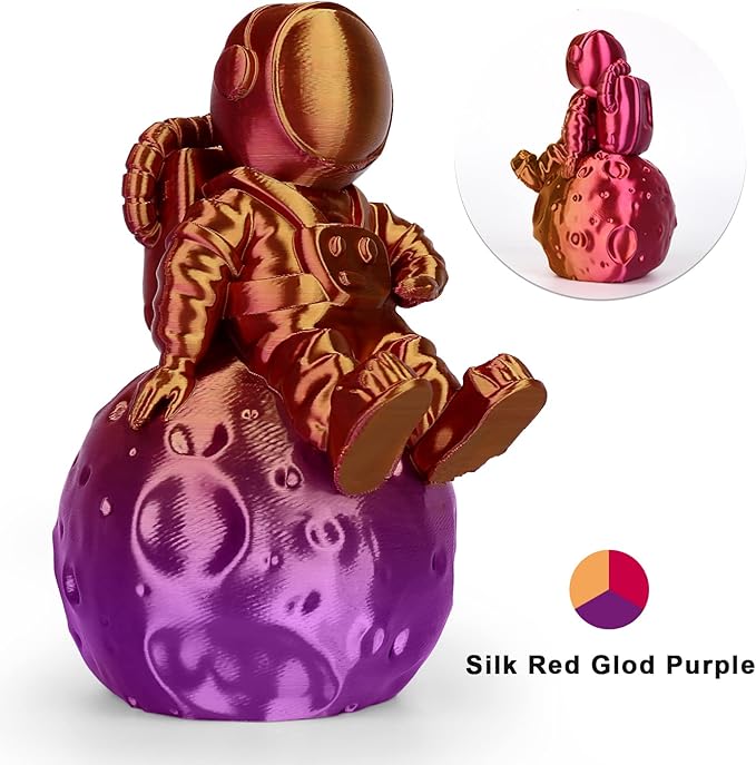 AMOLEN Silk PLA 3D Printer Filament, Triple Colors Coextrusion Purple Red Gold PLA 1.75mm, Shiny Color Change Filament 3D Printing PLA Filament for Most FDM 3D Printer, 1kg Spool(2.2lbs)