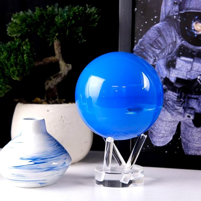 MOVA Neptune Globe 4.5” – Solar Rotating Planet Globe for Desk Display | No Batteries or Cords | Striking Deep Blue Space Decor