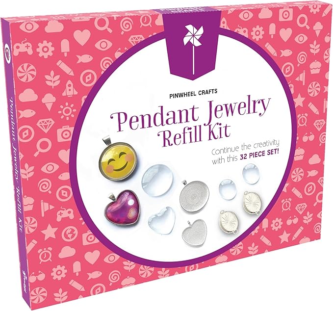 Pinwheel Crafts Pendant Necklace Making Kit for Girls and Teens - DIY Jewelry Making Kit for Girls 8-12 - Pendant Jewelry Refill Pack to Create Personalized Gifts