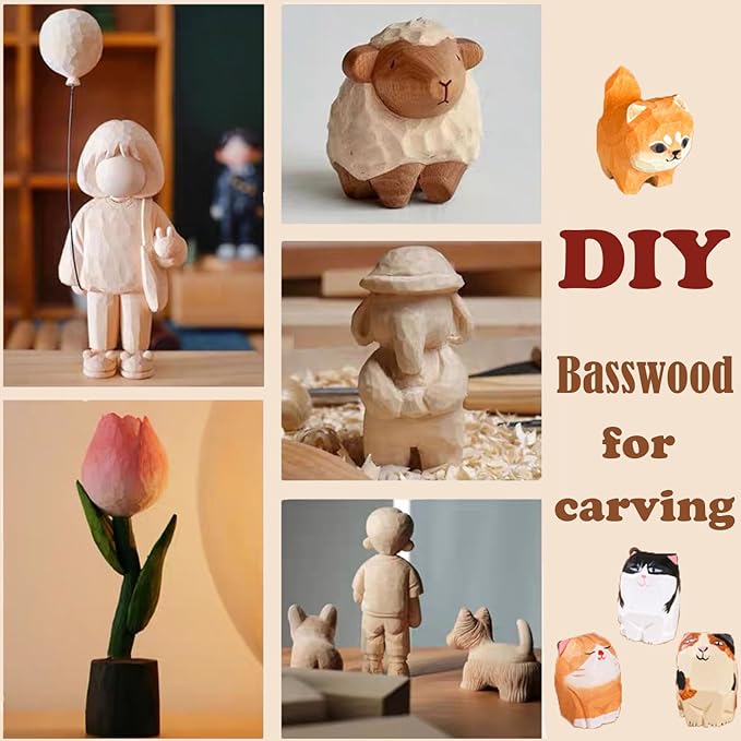 25PCS Basswood Carving Blocks, 3 Sizes Whittling Wood Basswood Blocks Wood Carving Kit Bass Wood for Wood Carving for Beginners Kids and Adults