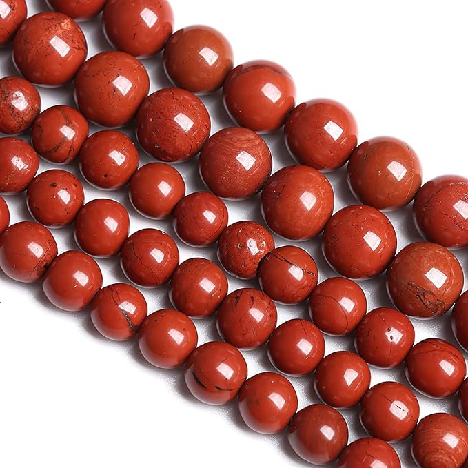 8MM 45PCS Natural Stone Chinese Red Jaspers Spacer Beads for Jewelry Making DIY Bracelet
