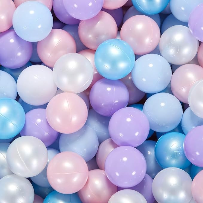 Ball Pit Balls Pack of 100 200 500 - Star and Round Set BPA Free Phthalate Free Non-Toxic Crush Proof Play Balls Soft Plastic Balls for Toddlers Baby Kids Birthday Pool Tent Party