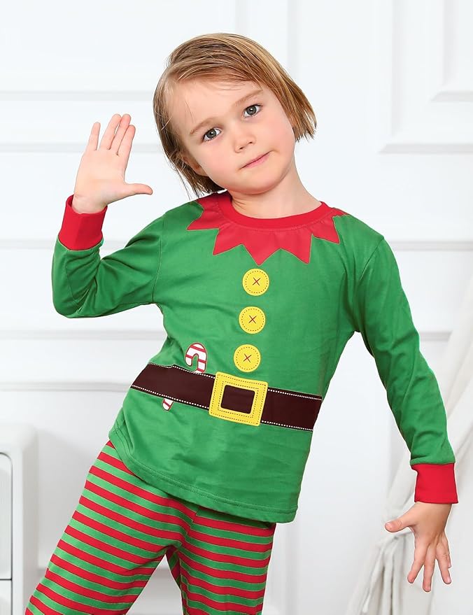 A&J DESIGN Pure Cotton Printed Pjs for 2-14 Years Kids, 2-Piece Long-Sleeved Pajamas Set