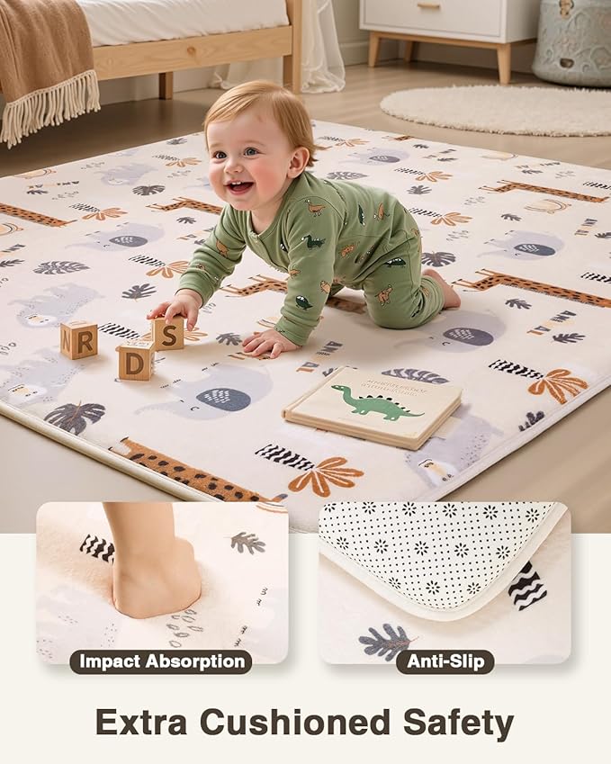 Baby Play Mat for Floor,1.2" Thick 50x50 Playpen Mat,Safe Padding Tummy Time Mats for Babies and Infants Toddlers,Cushioning Foam Mats for Kids Crawling,Non-Slip Baby Playmat,Yoga,Tatami,Nursery Rug
