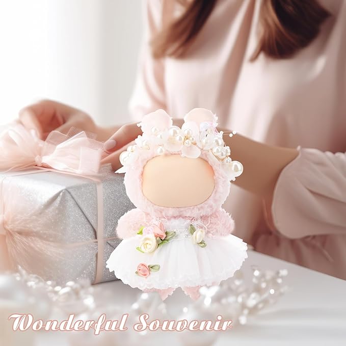 3 Pcs Wedding Outfits Dress for 6.7 Inches Doll Wedding Clothe Set Include Cute Headpiece Popular Dress Accessories, No Doll (Classic Style,White)