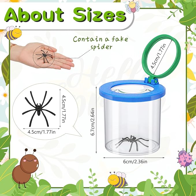 Coopay 24 Pieces Magnifying Insect Box - Bug Viewer, Critter Insect Cage, Container, Bug Catcher Cage, Jar Collecting Kit for Children, Kids Science Nature Exploration Tools