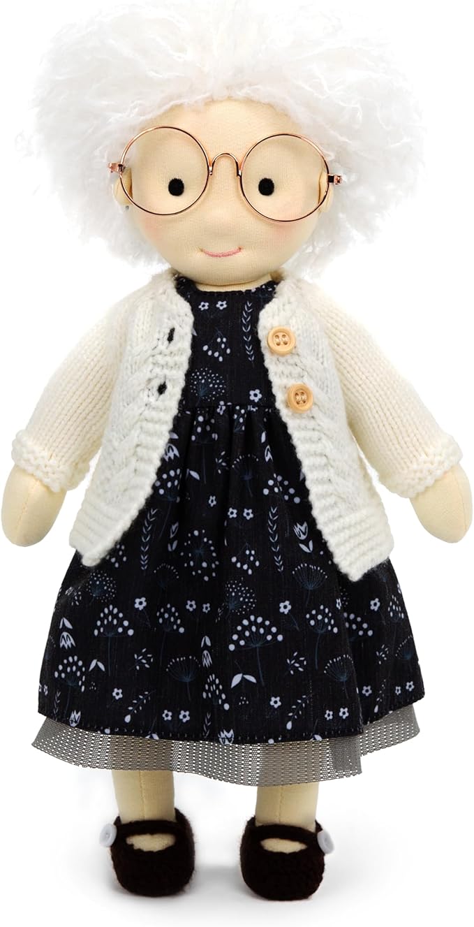 BlissfulPixie Handmade Soft Girl Rag Doll - Ella 12" with Cute Stuffed Plush, Ideal First Doll for Babies & Toddlers