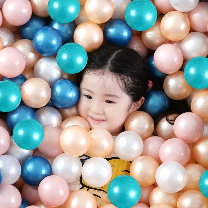 Ball Pit Balls Pack of 100 200 500 - Star and Round Set BPA Free Phthalate Free Non-Toxic Crush Proof Play Balls Soft Plastic Balls for Toddlers Baby Kids Birthday Pool Tent Party