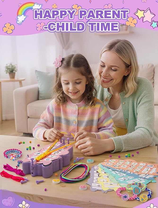 AONTESS Friendship Bracelet Making Kit for Girls: Unicorn Bracelet Maker Tool with Beads, String & Tutorial Cards - DIY Jewelry Gift for Kids Ages 6 7 8 9 10 11 12, Birthday & Christmas