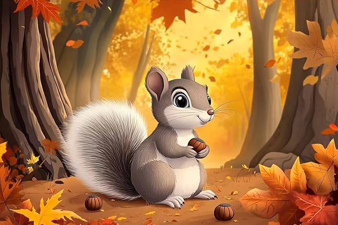 500 Piece Jigsaw Puzzle - Autumn Squirrel - Adult Animal Jigsaw Puzzle, Wooden Puzzle, Promote Hand-Eye Coordination, Family and Friends Gathering, Family Puzzle