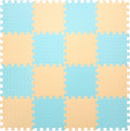 Foam Play Mat for Baby, 0.4 Inch Thick Foam Interlocking Floor Mats, Soft Non-Toxic Baby Playmat, Solid Colored Puzzle Play Mat Kids Floor Mats for Toddler, 16 Tiles(Beige/Light Blue)