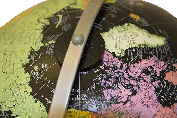 Replogle Starlight, Black Ocean World Globe, Desktop Piece, Gyro-matic meridian, Silver base, Detailed Cartography