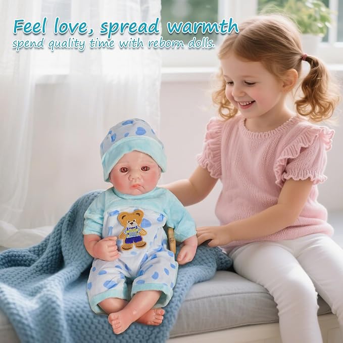 Reborn Baby Dolls Silicone Full Body 15.4in Weighted Real Life Open-Eyes Boy Dolls Lifelike Newborn Baby Soft Body Flexible Limbs Not Vinyl