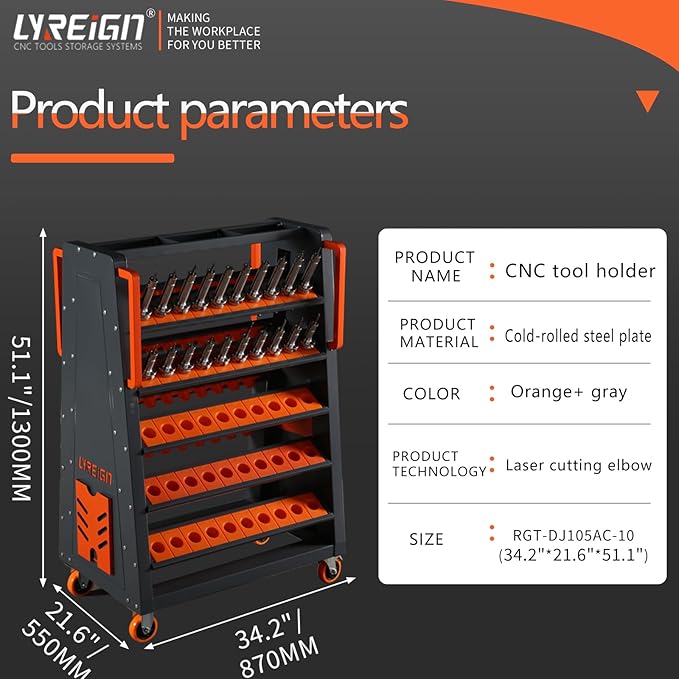 Mobile CNC Tool Storage Cart, CNC Tool Holder Transfer Cart Suitable for Warehouses, CNC Tool Keeper Rolling Cart with Wheels for CNC Machinists Workers