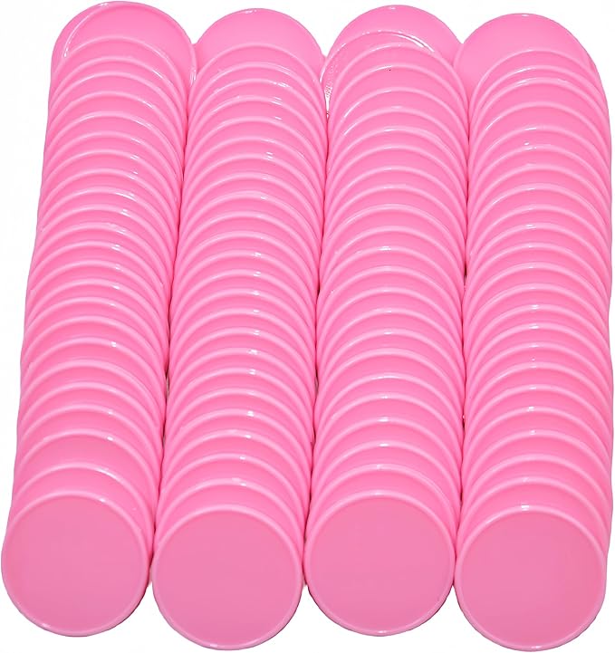 Smartdealspro Set of 100 1 Inch Opaque Plastic Learning Counters Mini Poker Chips Game Tokens with Storage Box (Pink)