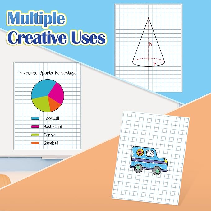Aizweb Giant Magnetic Graph Paper,Dry Erase Grid Graphing for Classroom Whiteboard Accessories,Chart Paper Teacher Must Have Homeschool Teaching Supplies,Teacher Essential,21.5" x 16.5"