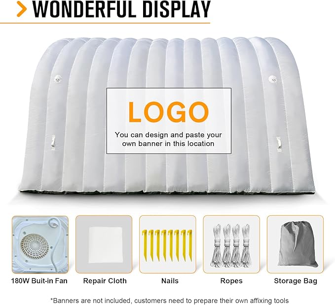 Inflatable Sports Tunnel Entrance with Built-in Blower – Advertising & Event Archway for Exhibitions, Shops, Supermarkets & Schools (White, 16x10x10Ft)