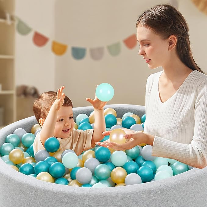 Ball Pit Balls Pack of 100 200 500 - Star and Round Set BPA Free Phthalate Free Non-Toxic Crush Proof Play Balls Soft Plastic Balls for Toddlers Baby Kids Birthday Pool Tent Party