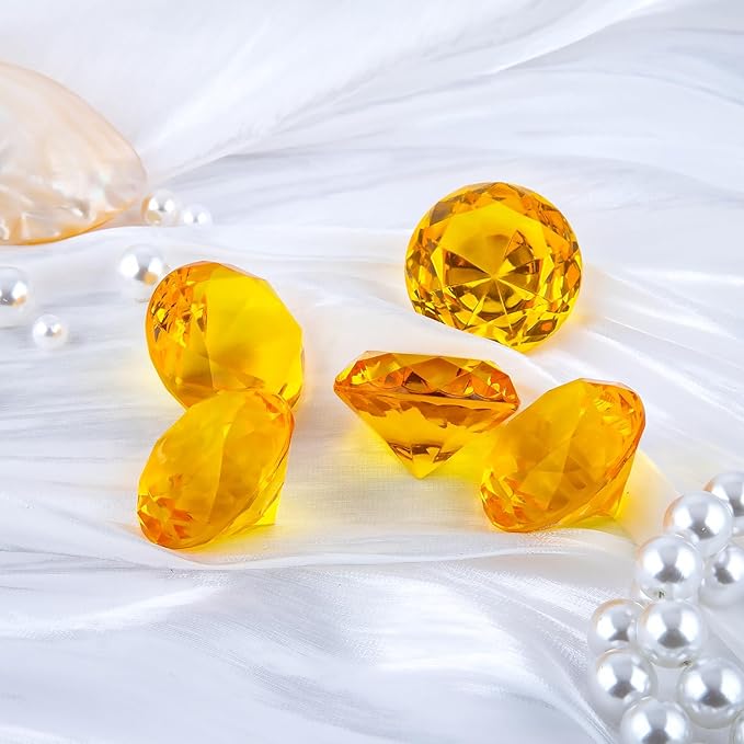 Niceup 26PCS Orange Fake Diamonds Big Gem Toys, 1.5in Pool Diving Gems Acrylic Plastic Gemstones for Kids, Party Décor Jewels Treasure Hunt Hiding Sensory Bin Filler Toys Craft Supplies