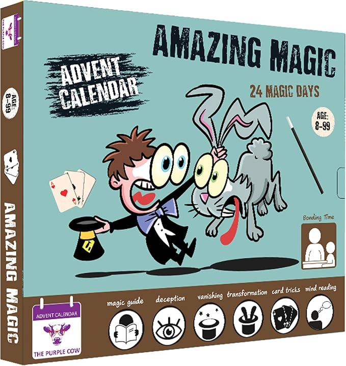 New 2025 Advent/Countdown Calendar Amazing Magic. 24 Easy to Learn Magic Tricks. Comes with a Step-by-Step Picture Guide + Video Guide. for Kids Aged 8+. The Perfect Magician Starter kit