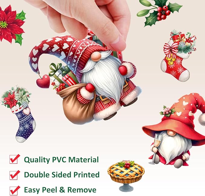 Christmas Window Clings, Gnome Window Stickers,Window Decals Snowflake, Gnome Christmas Truck, Home Decorations,Thanksgiving Xmas Gifts,Kitchen, Living Room, Bedroom Window Stickers