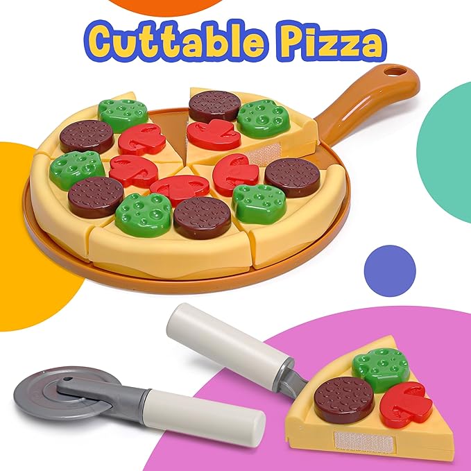 Pretend Food for Toddlers, Play Food Sets for Kids Kitchen with Frying Pan, Pretend Play Kitchen Accessories for Kids, Learning & Educational Toy for Girls Boys
