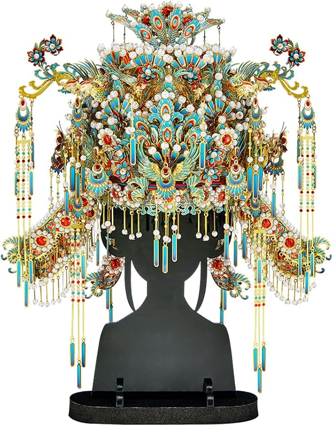 Piececool 3D Metal Puzzles for Adults, Chinese Kingfisher Phoenix Tiara Model Kits DIY Hobbies Crafts for Adult Difficult 3D Puzzles for Women, Home Decor Family Time Best Gifts