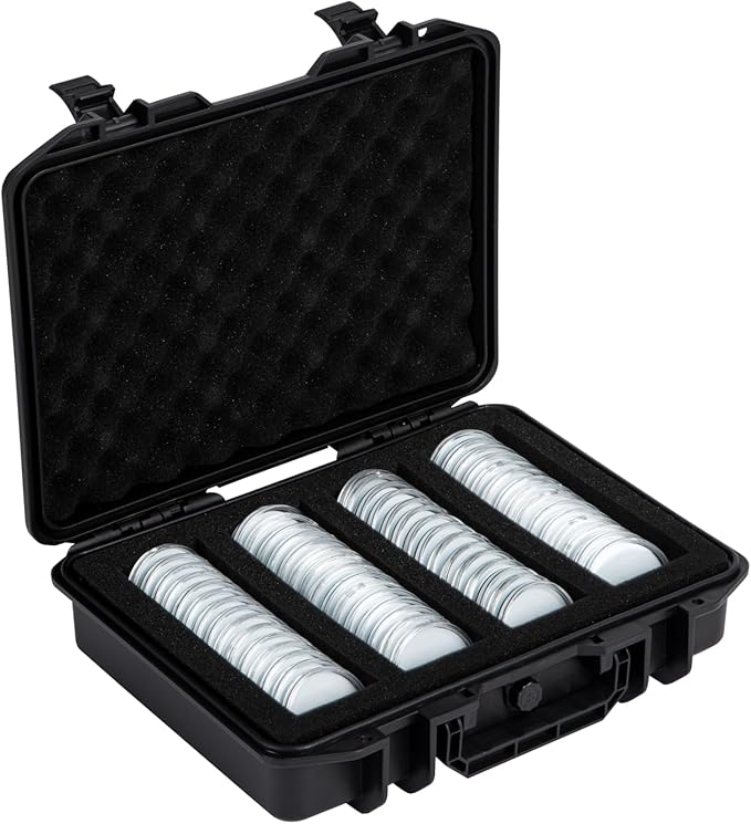 Coin Capsules Case,60 Pieces 46mm Coin Capsules,with Foam Separates and Plastic Storage Organizer Box,6 Sizes (20/25/30/35/40/46mm) Coins Collector Case Holder