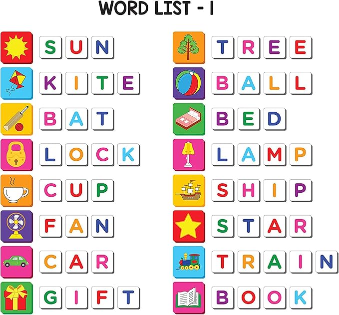 Magnetic Preschool learning Toys for Toddlers Aged 3 4 5 6 Years Old Learn to Spell Objects|104 Magnet Pieces-32 Picture & 72 Letters with Magnet Board & Spelling Game Guide|Educational Toy for Kids