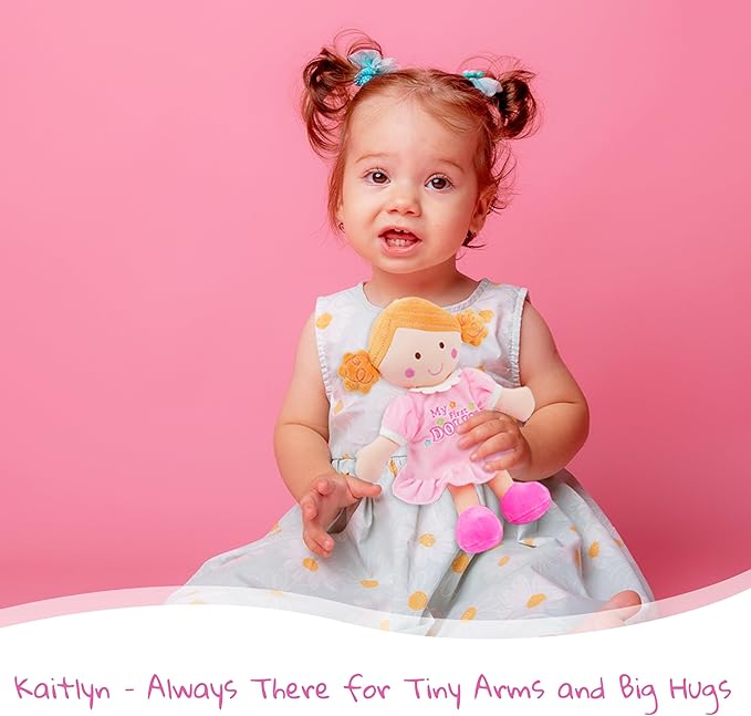 June Garden 12" My First Doll Kaitlyn - Soft Plush Baby Doll - Pink Outfit
