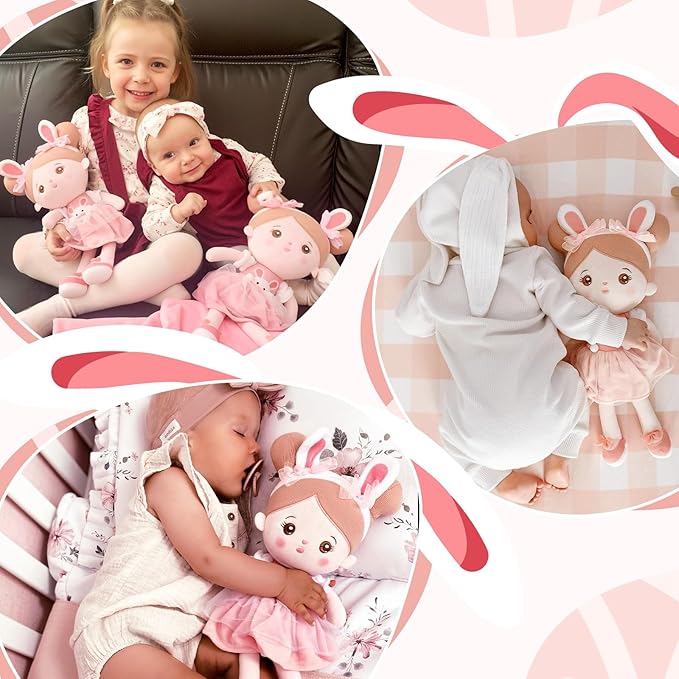 OUOZZZ 13" Soft Baby Doll Toys for 1 + Year Old Girl Gifts - Easter Gifts Bunny Plush for Kids Easter Toys Decorations Basket Stuffers for Toddlers Infants
