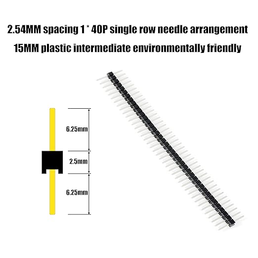 20Pcs Long Pins 40 Pin Breakaway Headers 0.1" 2.54mm Equal Length Long Centered 6.25mm on Both Sides 15mm in Total Connectors & Adapters