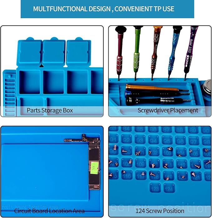 Kaisi S-160 Soldering Mat Insulation Silicone Magnetic Repair Work Station Mat Heat-Resistant for BGA and Gun Soldering Iron, Workbench, Cell Phone Laptop Repair, Size: 17.8 x 11.8 inch