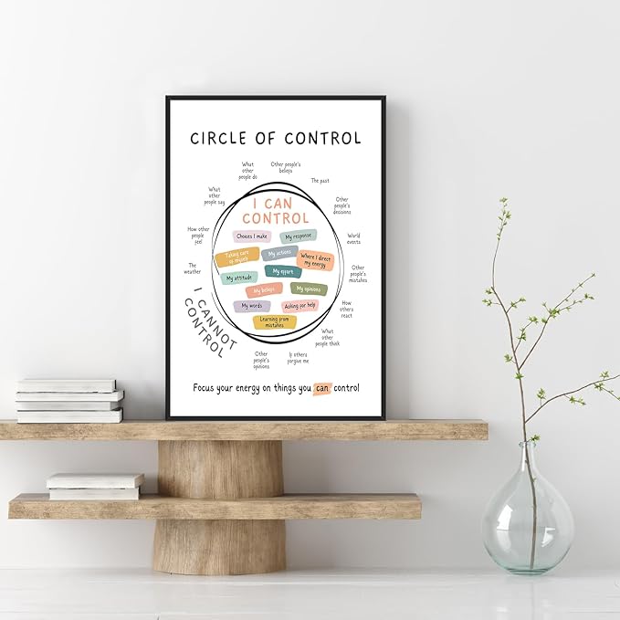Circle Of Control Poster What I Can And Cannot Control Therapy Office Wall Art Kids Mental Health Poster Calm Down Corner School Decor 16x24in BlackFramed