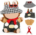 Doll Clothes for Labubu(NO Doll), for 17/15cm Plush Dolls, Clothing Suit Toy Figurine Outfit Set Dress Up with Kawaii Style Accessories, Multicolour Overall and Cute Hat or Headwear (LB92)