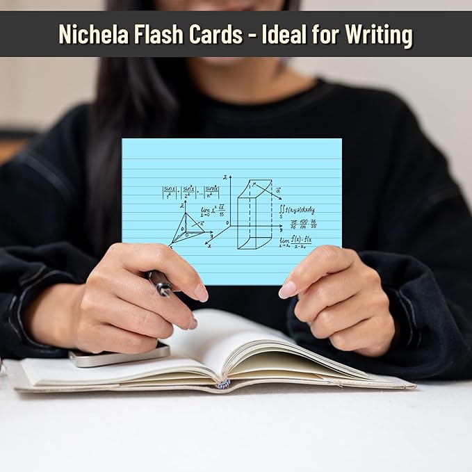 200 Pcs Index Cards 4 x 6 Inch Ruled Blue Index Cards, College Ruled Flash Cards for School, College, Office and Home Organization, Durable Study To Do List Note Cards with Ruled Lines, 5 Pack of 40