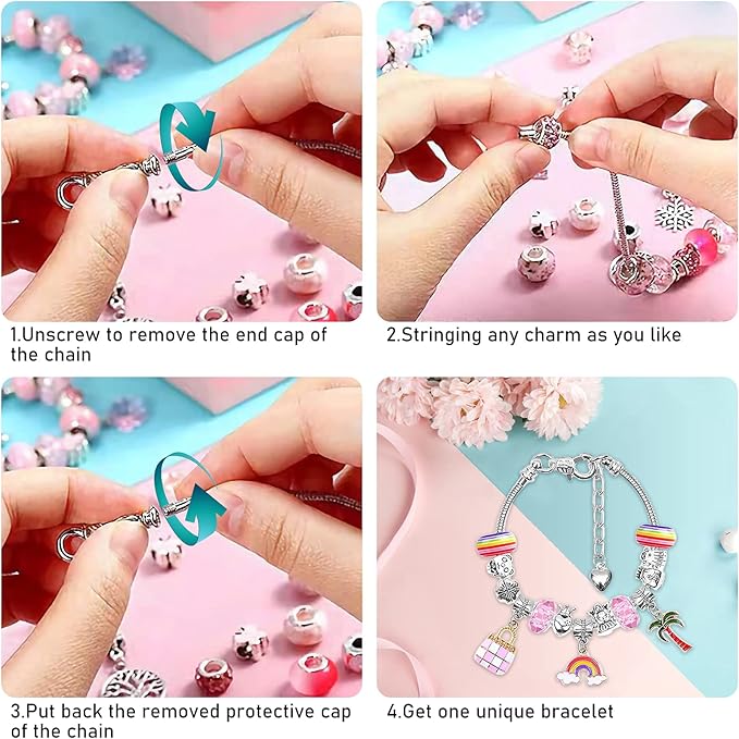 SUREHOME Jewelry Making Kit for Girls 8-12, 110 pcs Charm Bracelet Making Kit Art & Crafts for Girls Ages 6-8 DIY Necklace Toy Birthday Gifts for 5 7 8 9 10 11 Years Old Kids Trendy Stuff