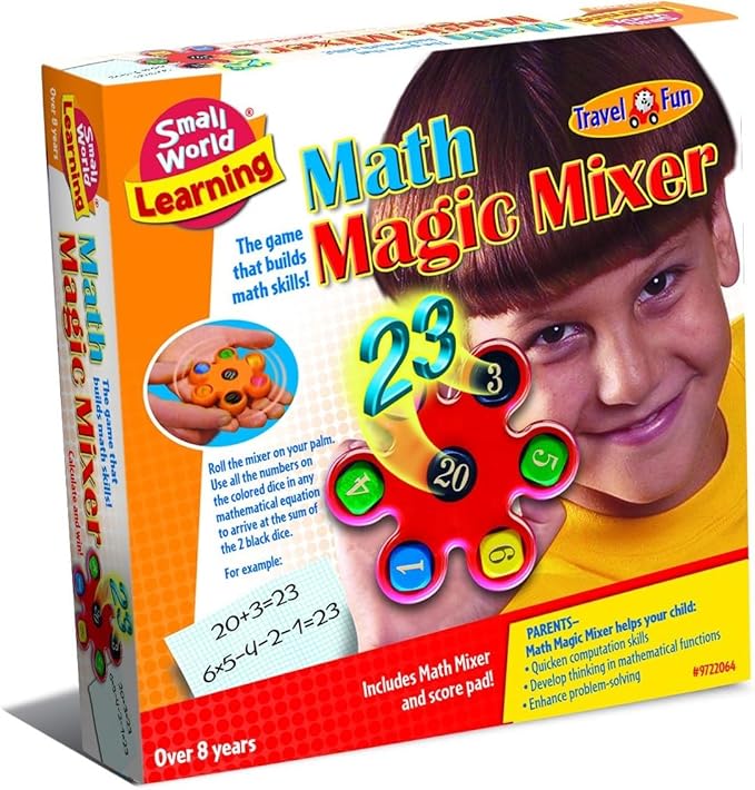 Math Fidget Toys for Kids 8–12, Math Magic Mixer Educational Games with Dice and Score Pad, Handheld Games for Kids, Fidget Game Math Manipulatives