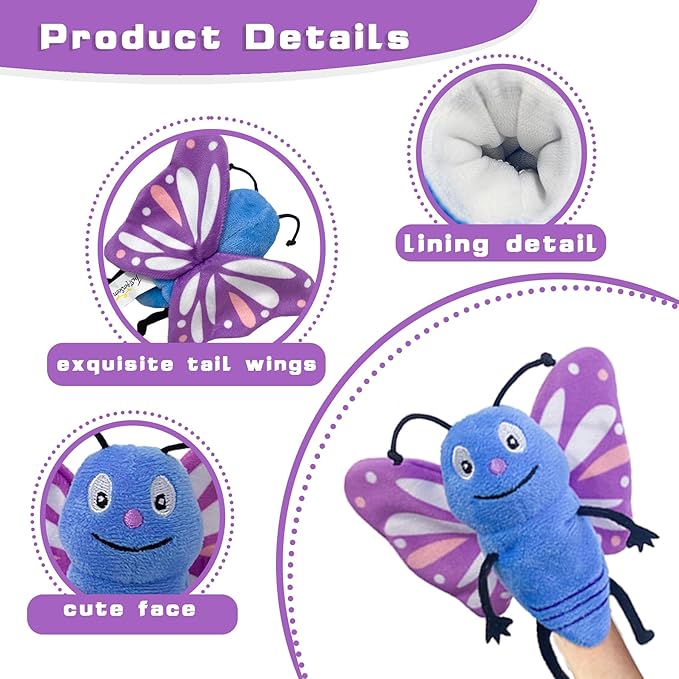 6pcs Insect Finger Puppet Set, Mini Hand Puppets Suitable for Kids, Cute Insect Animal for Role-Playing and Storytelling, Realistic Finger Puppet for Toddlers