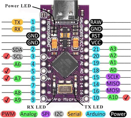 3pcs Pro Micro Board 5V/16MHz Module Board Type C Port for Arduino Leonardo