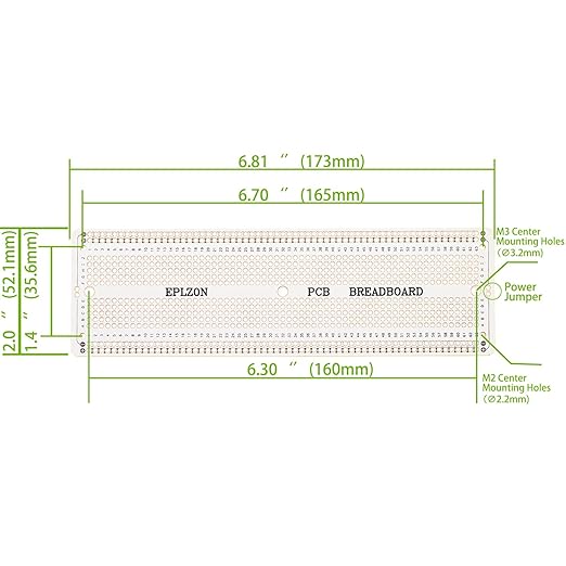3pcs 6.8"x2.05" Breadboard Solderable Prototype PCB Board Kit for Electronics Projects Compatible for DIY Soldering Circuits Projects Prototype Board,White