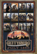 Northwest Art Mall Gettysburg Civil War Collage Rustic Metal Print on Reclaimed Barn Wood from Original Travel Artwork by Artist Paul A. Lanquist 24" x 36"