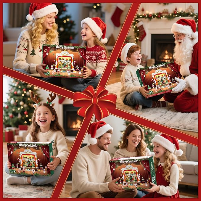 2025 Christmas Nutcracker Theater Building Set with Light, 3.6 Mini Building Block Toy with 4 Nutcrackers & 8 Minifigures, 1690PCS with Xmas Tree Train for Adult Girl Boy Age 12+