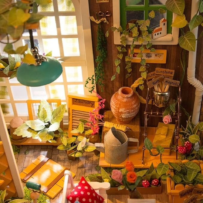 Rolife DIY Miniature House Kit Miller's Garden, Tiny House Kit for Adults to Build, Mini House Making Kit with Furnitures, Halloween/Christmas Decorations/Gifts for Family Friends (Miller's Garden)