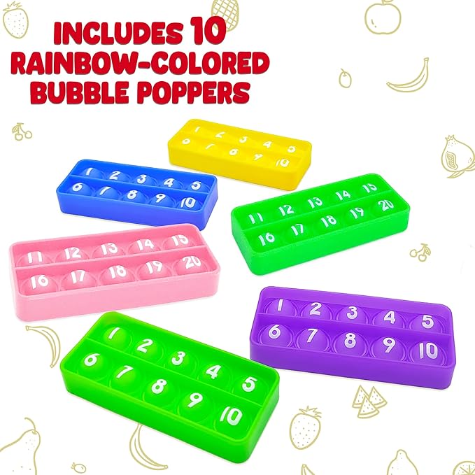 1-20 Ten Frame Popper, Math Fidget Sensory Toys, Ten-Frame Counting Toy for Toddler, Educational Toy for Kids Classroom Group Learning Activities(Pack of 10)