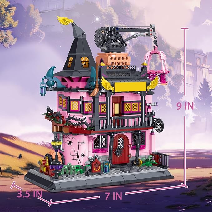 Architecture Magic Laboratory Building Block Set, 1022 Pieces, Halloween Haunted House Construction Toy, Educational Gift for Kids and Adults