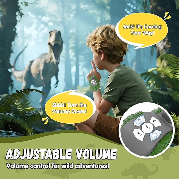 Dinosaur Walkie Talkies for Kids 2 Pack, 2 Way Radio Long Range Walkie Talkie for Age 3-12 Years Old, Kids Walkie Talkies Toys for Outdoor Adventure, Halloween, Christmas Birthday Gifts for Boys Girls
